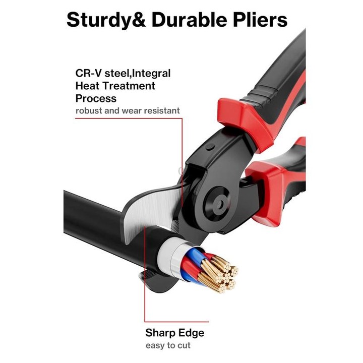 5 In 1 Combination Interchangeable Head Pliers Kit General Repair Screwdriver Pliers(Red Black)