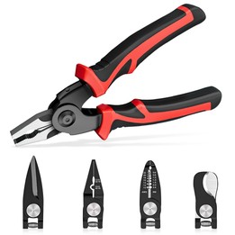5 In 1 Combination Interchangeable Head Pliers Kit General Repair Screwdriver Pliers(Red Black)