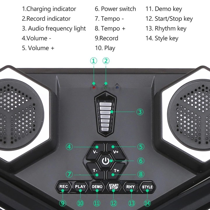 G6008 Desktop Drums With Sound Lithium Portable Drum Set Bluetooth Kids Practice Drum(Black)