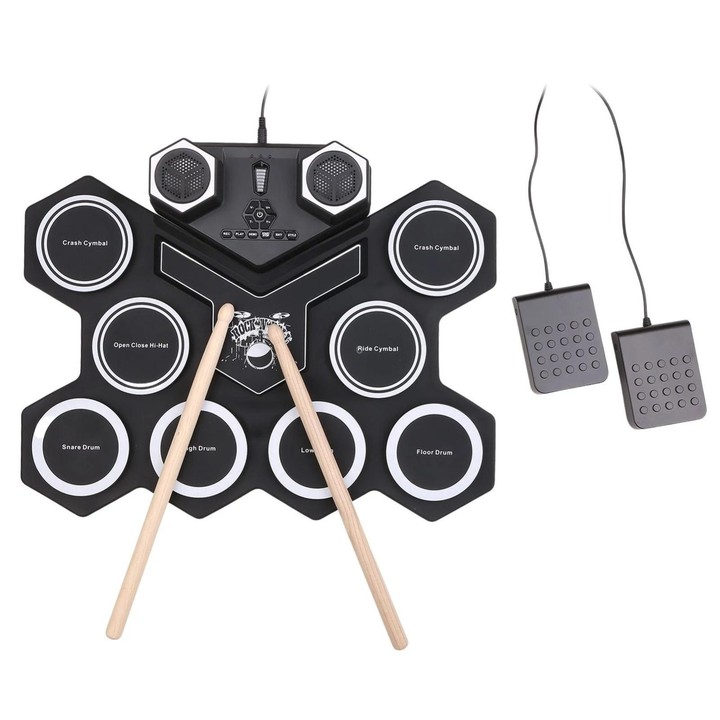 G6008 Desktop Drums With Sound Lithium Portable Drum Set Bluetooth Kids Practice Drum(Black)