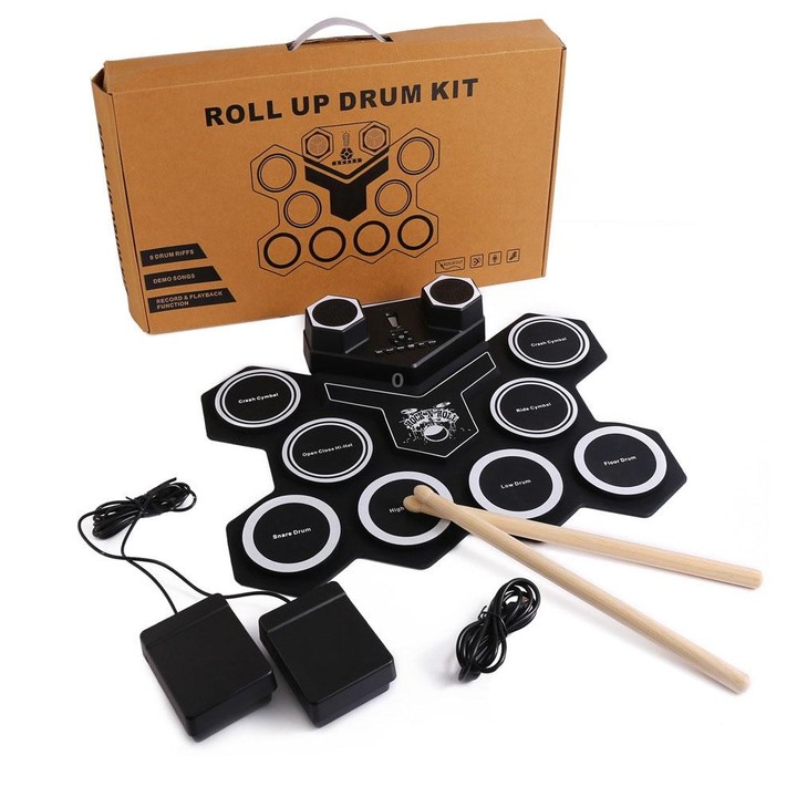 G6008 Desktop Drums With Sound Lithium Portable Drum Set Bluetooth Kids Practice Drum(Black)