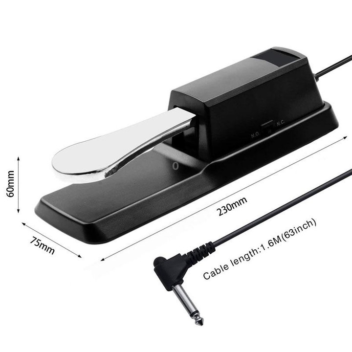PL-02 6.35mm Connector Piano Sustain Pedal MIDI Synthesizer Pedal Musical Instrument Accessories(Black+Chrome-plated)