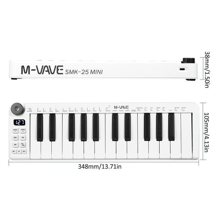 M-VAVE SKM-25MINI Digital Electronic Piano 25 Key Musical Instrument MIDI Keyboard Controller