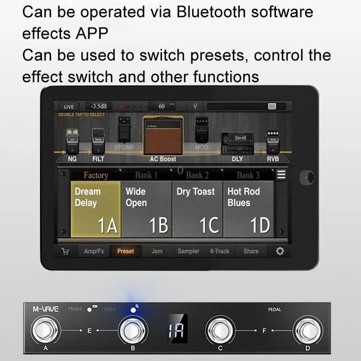M-VAVE MIDI Bluetooth Controller MIDI Pedal Page Turner Multifunctional Musical Instrument Accessories