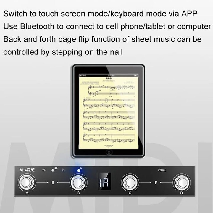 M-VAVE MIDI Bluetooth Controller MIDI Pedal Page Turner Multifunctional Musical Instrument Accessories