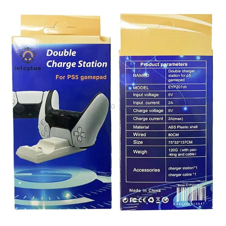 For PS5 Controller Dock Charger Gamepad Dual Port Quick Charger(White)