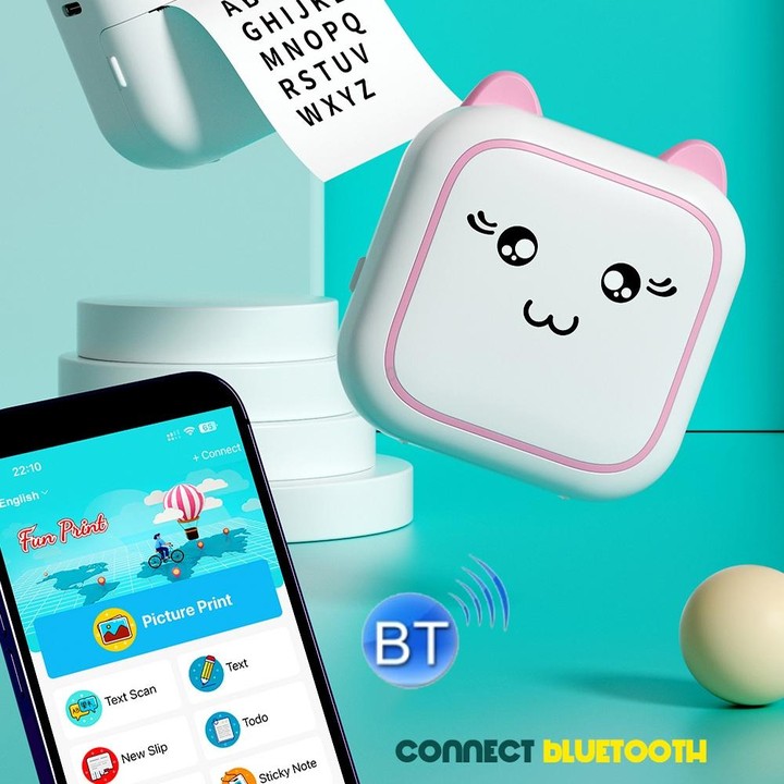 M5 Mini Cartoon Portable Bluetooth Printer Photo Thermal Printer(Blue)