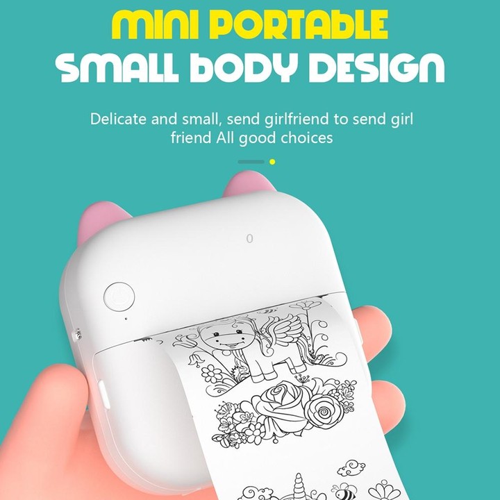 M5 Mini Cartoon Portable Bluetooth Printer Photo Thermal Printer(Pink)