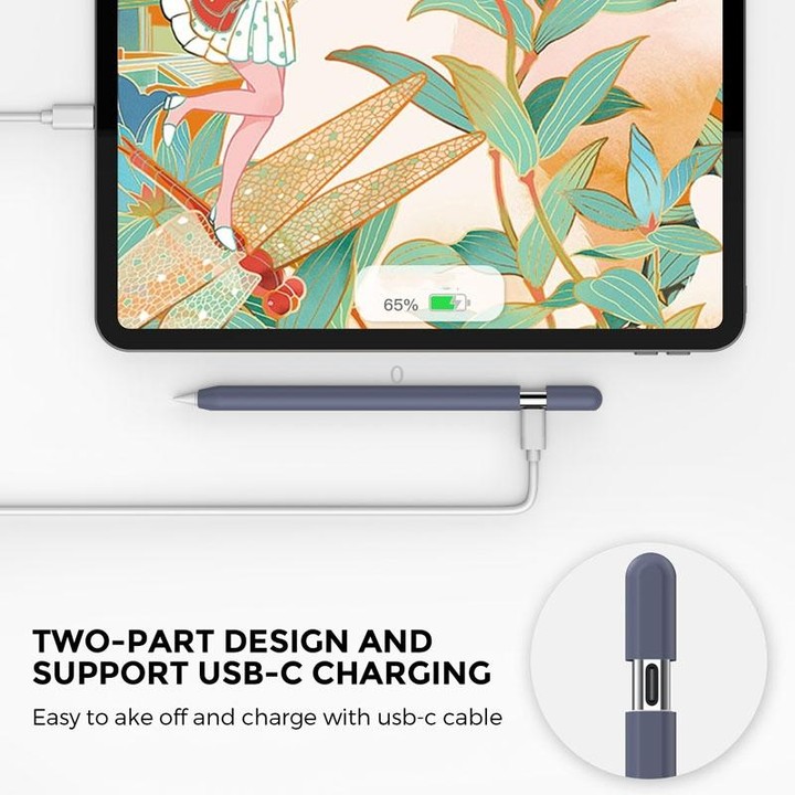 For Apple Pencil (USB-C) AhaStyle PT65-3 Silicone Same Color Protective Case(Gray)