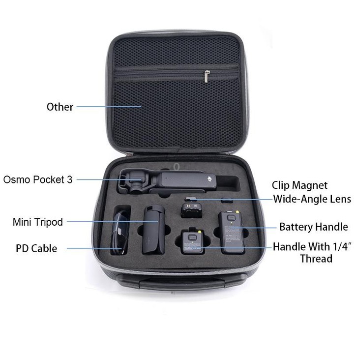 For DJI Osmo Pocket 3 Action Camera All-in-One Storage Bag Hand Cluth(Grey)