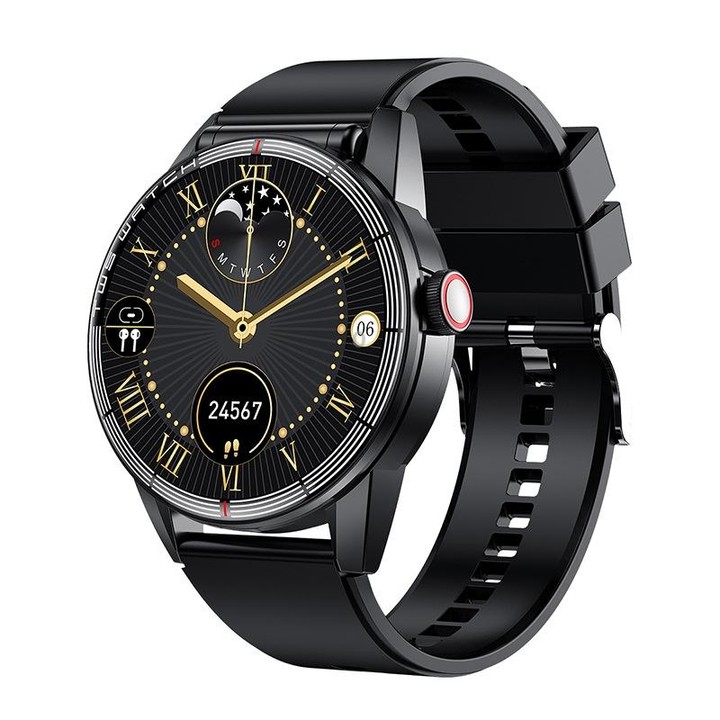 R6 1.32-Inch TWS 2-In-1 Bluetooth Headset Smart Watch, Heart Rate / Blood Oxygen Monitoring(Black Silicon)