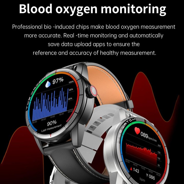 R6 1.32-Inch TWS 2-In-1 Bluetooth Headset Smart Watch, Heart Rate / Blood Oxygen Monitoring(Black Leather)