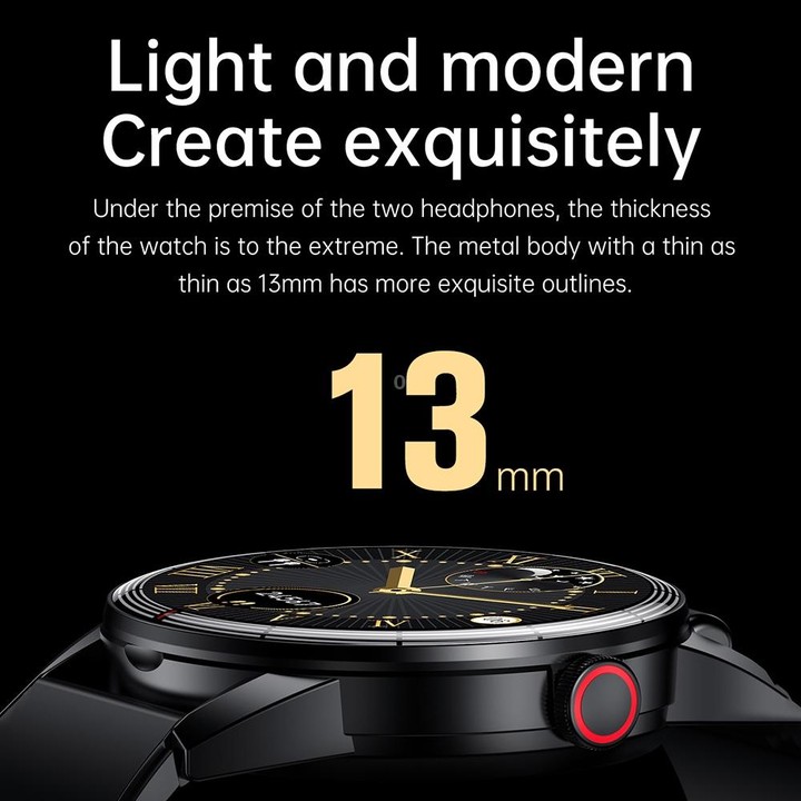 R6 1.32-Inch TWS 2-In-1 Bluetooth Headset Smart Watch, Heart Rate / Blood Oxygen Monitoring(Black Steel)