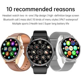 R6 1.32-Inch TWS 2-In-1 Bluetooth Headset Smart Watch, Heart Rate / Blood Oxygen Monitoring(Black Steel)