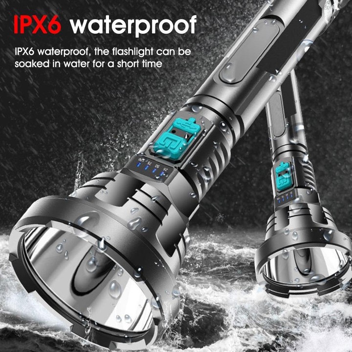 Strong Light Flashlight USB Rechargeable LED Super Bright Long-range Outdoor Lighting(Black)
