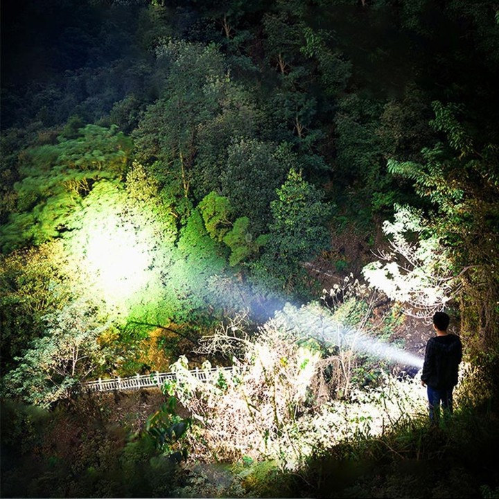 Strong Light Flashlight USB Rechargeable LED Super Bright Long-range Outdoor Lighting(Black)