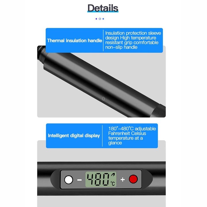 10pcs/ Set 80W Internal Heating Welding Digital Display Soldering Iron Temperature Adjustment Set, Model: Red EU Plug
