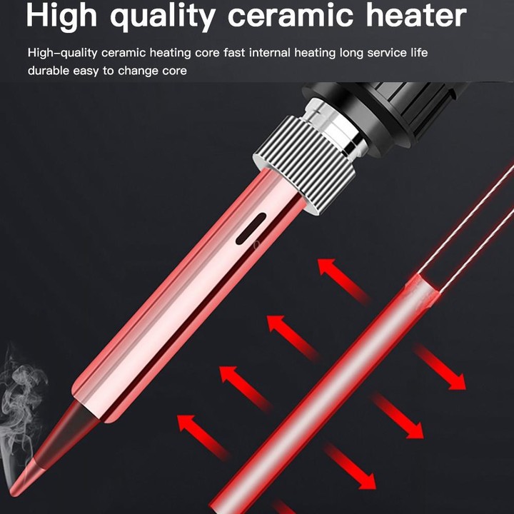 10pcs/ Set 80W Internal Heating Welding Digital Display Soldering Iron Temperature Adjustment Set, Model: Red EU Plug