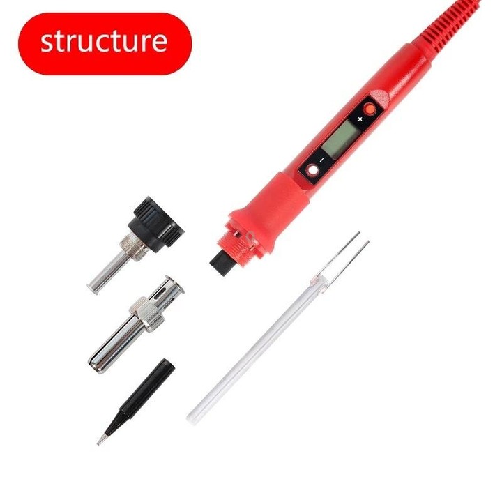 10pcs/ Set 80W Internal Heating Welding Digital Display Soldering Iron Temperature Adjustment Set, Model: Red US Plug