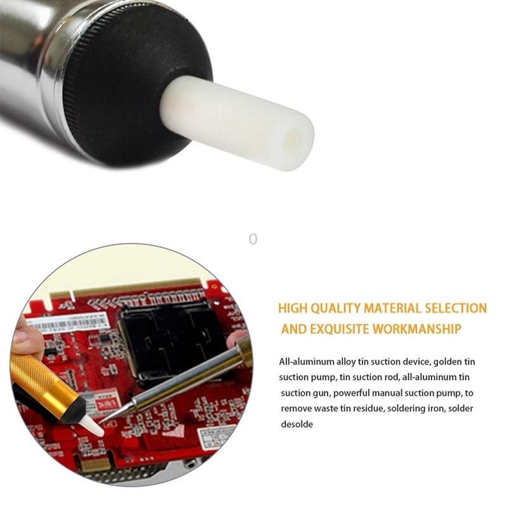 All-aluminum Alloy Solder Extractor Manual Soldering Iron Soldering Tool(Blister Gold)