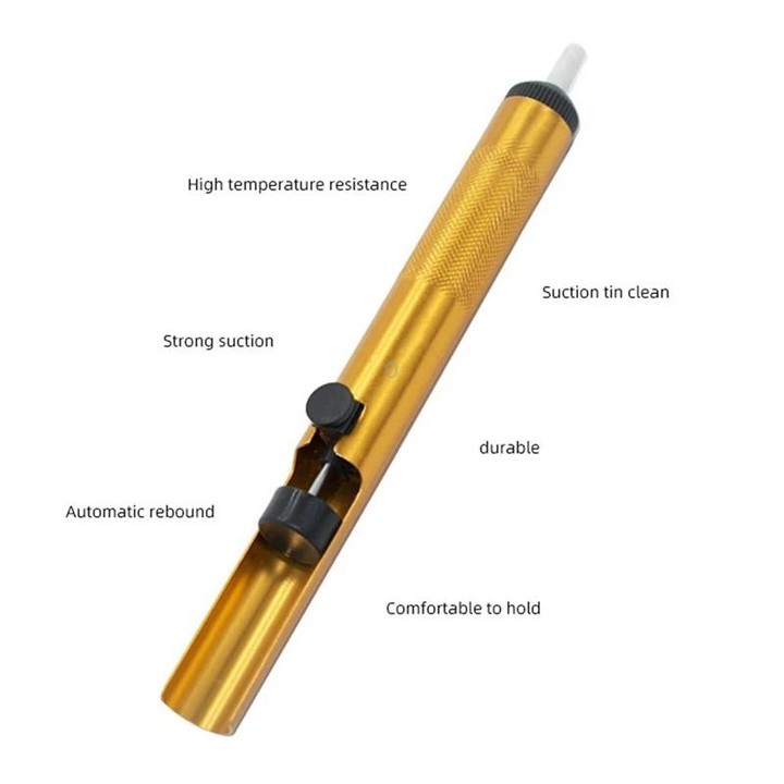 All-aluminum Alloy Solder Extractor Manual Soldering Iron Soldering Tool(Blister Gold)