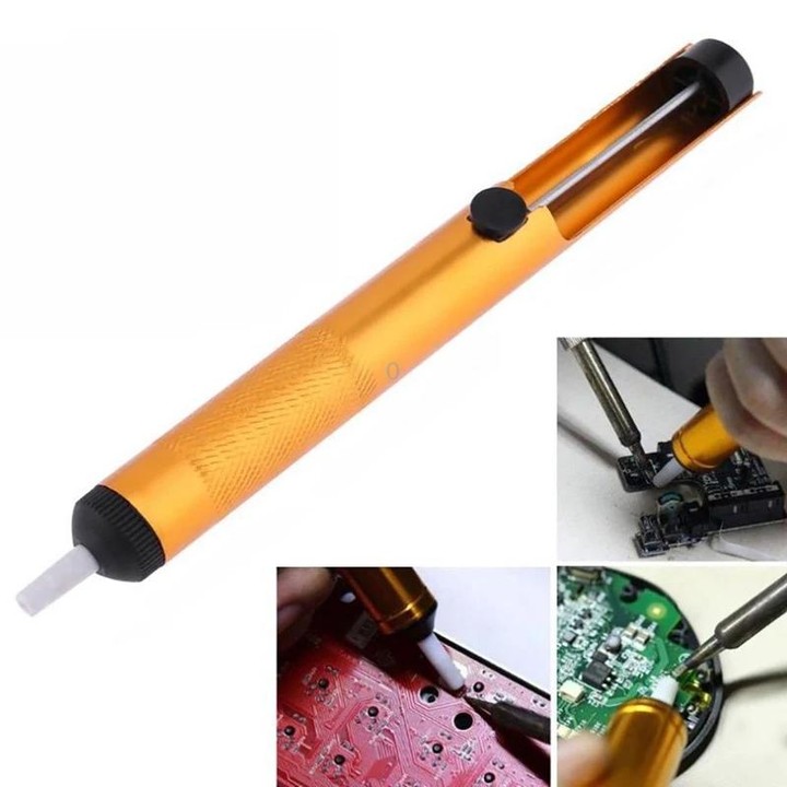 All-aluminum Alloy Solder Extractor Manual Soldering Iron Soldering Tool(Blister Gold)