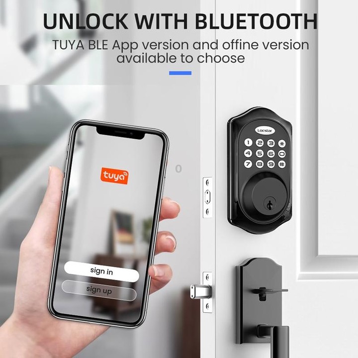 C88 Bluetooth Remote Tuya Automatic Smart Electronic Password Door Lock(Black)