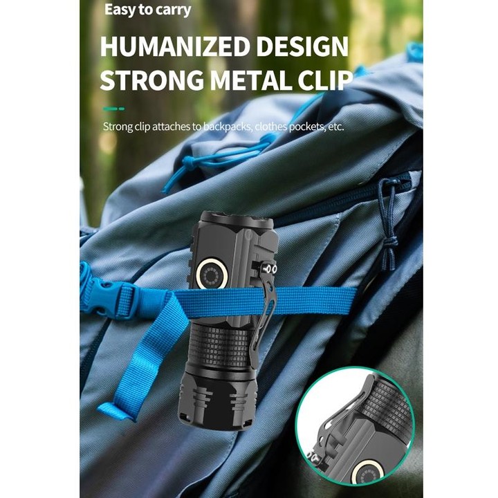 3LED Strong Light TYPE-C Charging Convenient Mini Multi-Function Flashlight(With USB Cable No Battery)