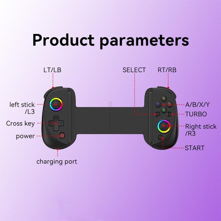 D8 Mobile Phone Stretch Band Light Gamepad Dual Hall Wireless Bluetooth Somatic Vibration Grip for PC / Android / IOS / Tablet /