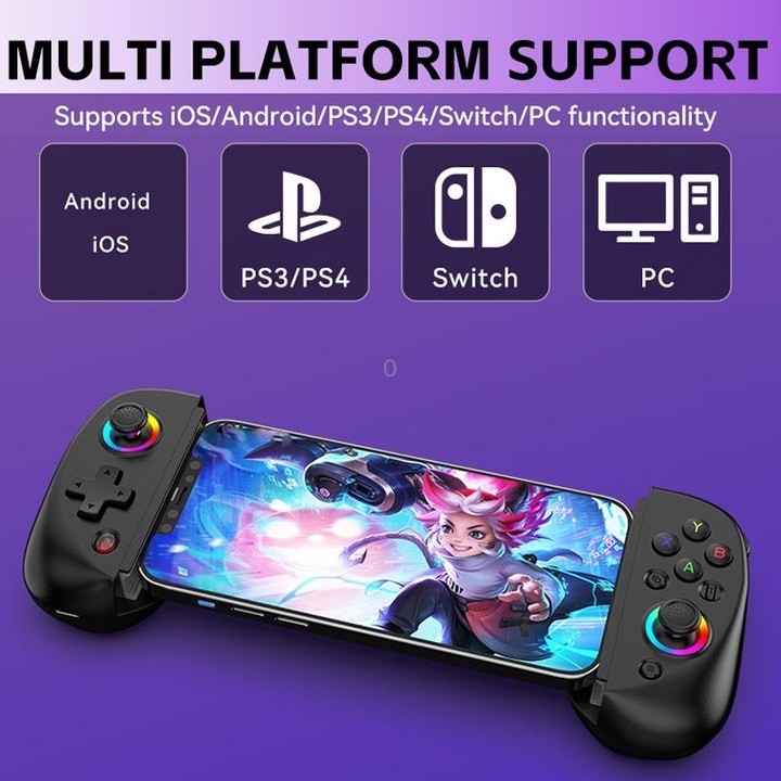 D8 Mobile Phone Stretch Band Light Gamepad Dual Hall Wireless Bluetooth Somatic Vibration Grip for PC / Android / IOS / Tablet /