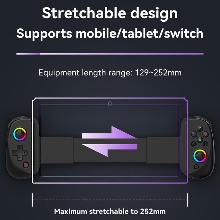D8 Mobile Phone Stretch Band Light Gamepad Dual Hall Wireless Bluetooth Somatic Vibration Grip for PC / Android / IOS / Tablet /