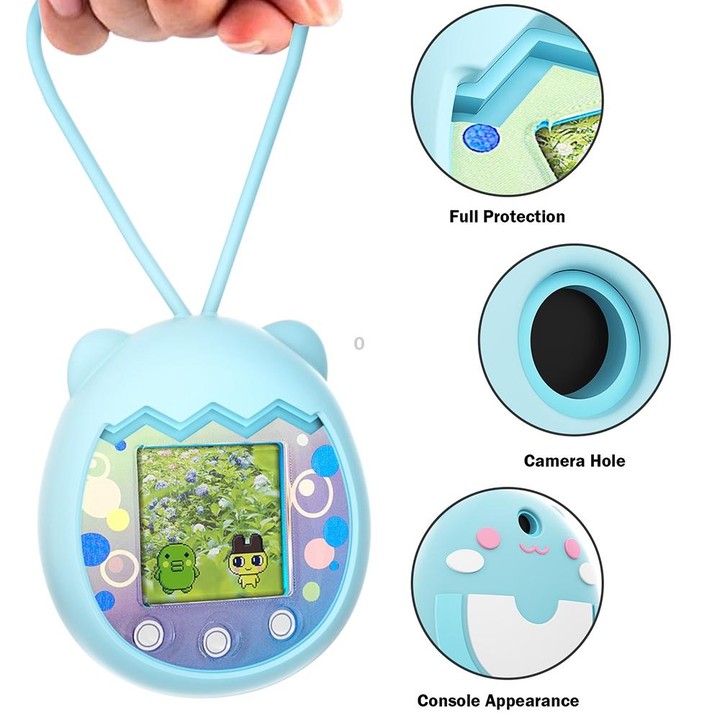 For Tamagotchi Pix Cartoon Electronic Pet Gaming Machine Silicone Protective Cover, Color: Cyan