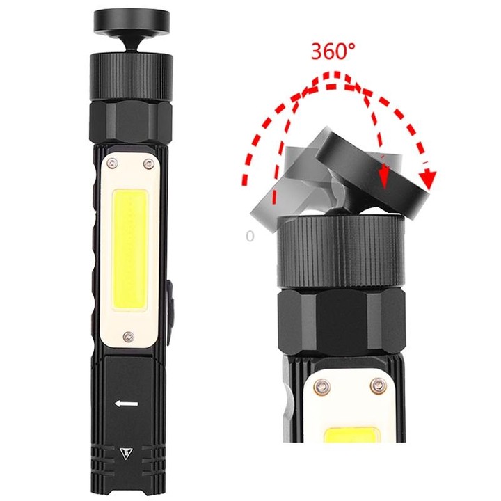 XPG+COB Red White Light USB Rechargeable Folding Strong Light Flashlight, Style: 3189B Small With Headlight Belt