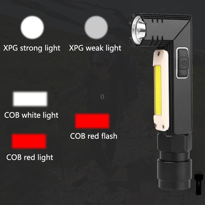 XPG+COB Red White Light USB Rechargeable Folding Strong Light Flashlight, Style: 3189B Small With Headlight Belt