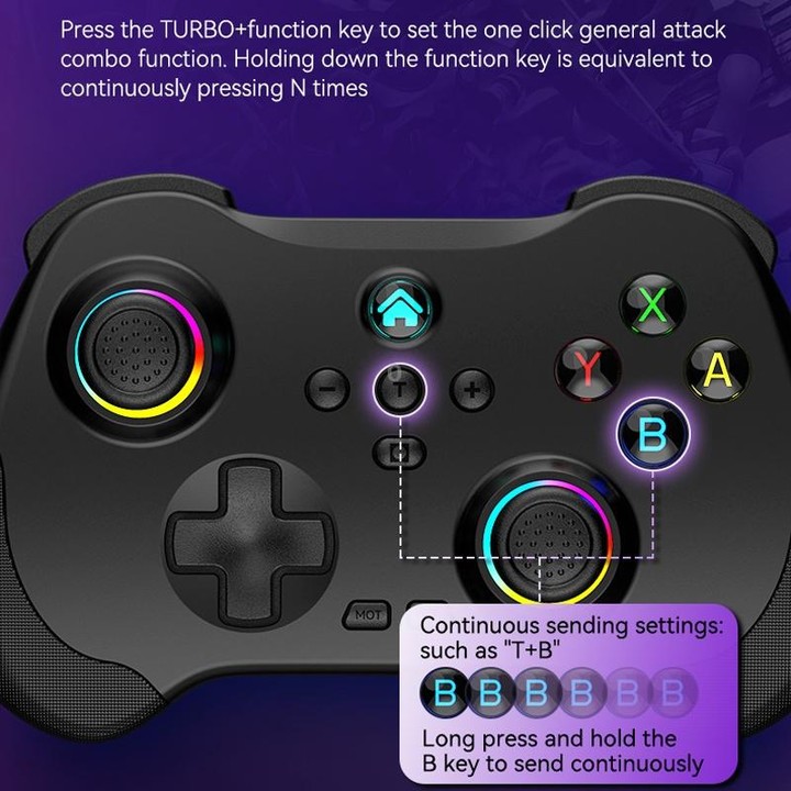 Z01 Wireless Gaming Vortex Dual Hall Body Grip For Switch / PS3 / PS4 / Adroid / IOS(black)