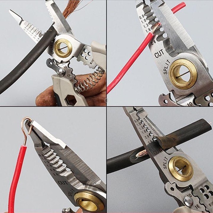 7-inch Multipurpose Wire Stripper With 6 Sizes of Hex Holes(Steel Color)