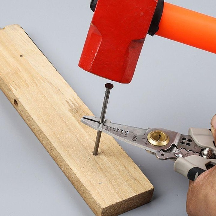 7-inch Multipurpose Wire Stripper With 6 Sizes of Hex Holes(Steel Color)