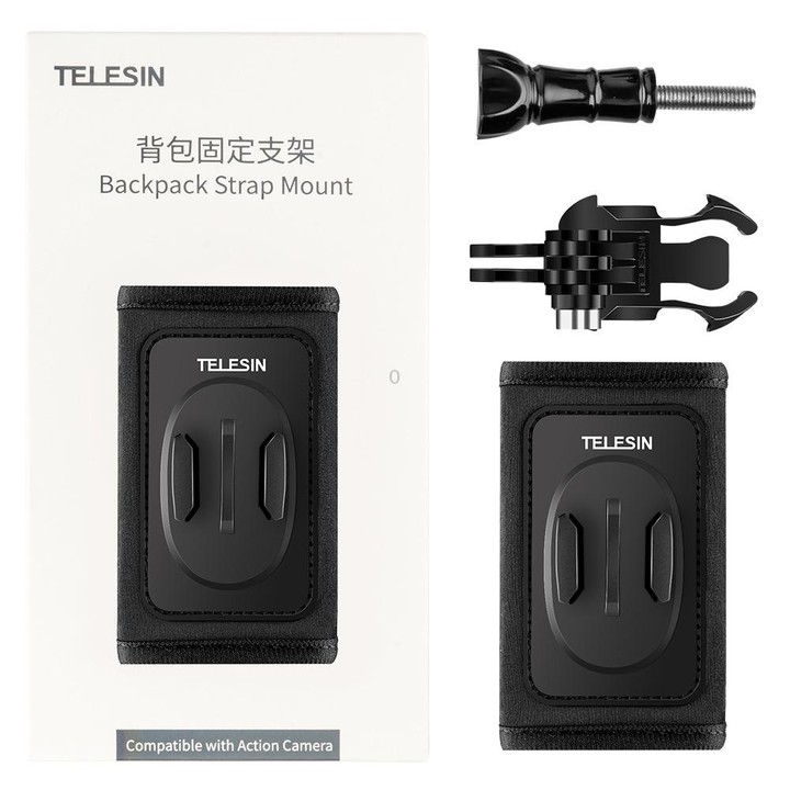 TELESIN Backpack Shoulder Strap Bracket Mount for GoPro Hero / Insta360 / SJCAM / DJI Action Accessories, Spec: Set A