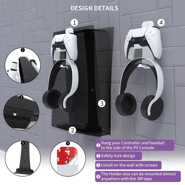 JYS-P5149 For PS5 Wall Bracket Storage Hook Suit Game Console Storage Bracket