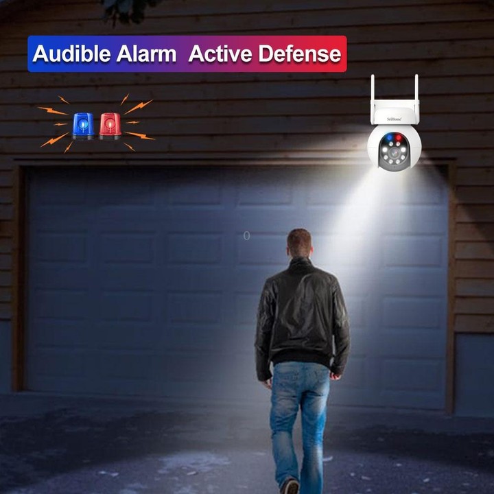 SriHome SH052 Wifi 5MP Wireless PTZ IP AI Auto Tracking Sound&Light Alarm Starlight Color Night Vision Outdoors Surveillance Cam
