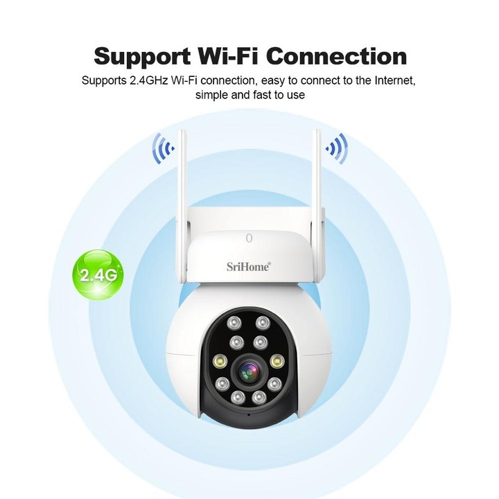 SriHome SH052 Wifi 5MP Wireless PTZ IP AI Auto Tracking Sound&Light Alarm Starlight Color Night Vision Outdoors Surveillance Cam