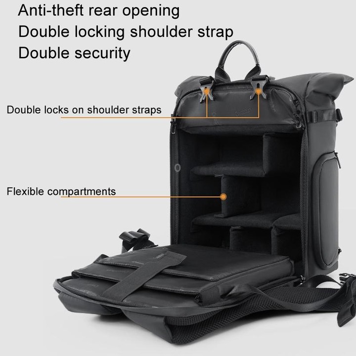 Cwatcun D113 Shoulder Leisure Camera Bag Waterproof High Capacity Outdoor Travel Photography Bag, Color: Large Black