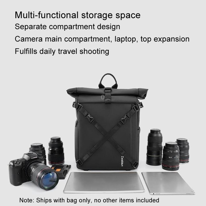 Cwatcun D113 Shoulder Leisure Camera Bag Waterproof High Capacity Outdoor Travel Photography Bag, Color: Large Black