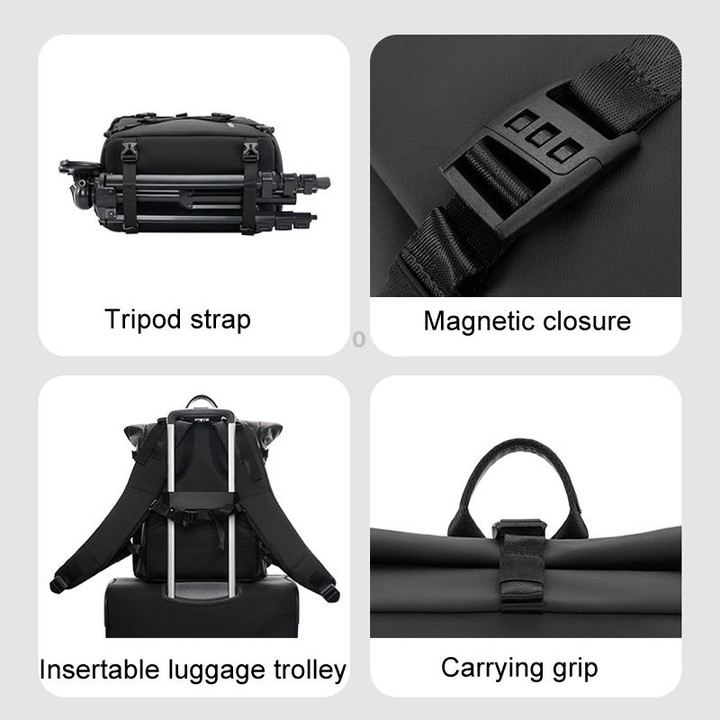 Cwatcun D113 Shoulder Leisure Camera Bag Waterproof High Capacity Outdoor Travel Photography Bag, Color: Large Black