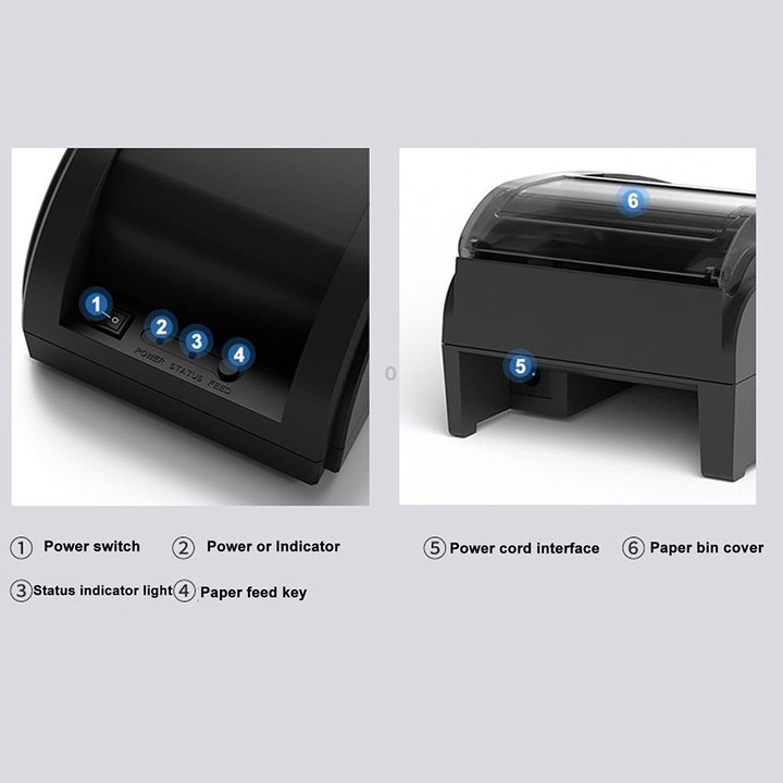 58mm USB Computer Version+Mobile Bluetooth Automatic Order Takeout Receipt Cashier Thermal Printer(UK Plug)