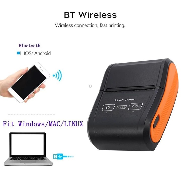 58mm Portable Logistics Takeaway Receipt Bluetooth Thermal Printer(US Plug)