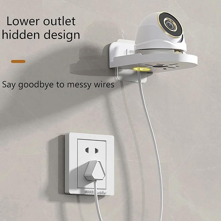 Traceless Wall Mounted Camera Bracket Home No-Punch Surveillance Rack Router Shelf(White)