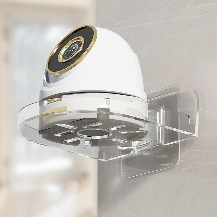Traceless Wall Mounted Camera Bracket Home No-Punch Surveillance Rack Router Shelf(White)