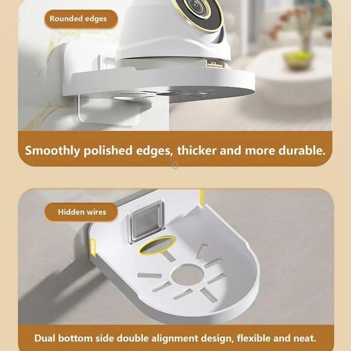 Traceless Wall Mounted Camera Bracket Home No-Punch Surveillance Rack Router Shelf(White)