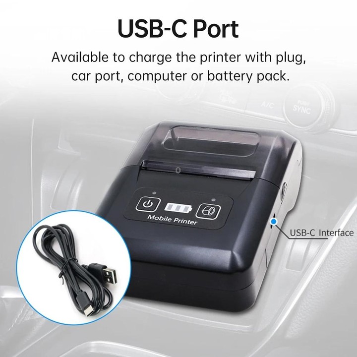 58mm Portable USB Charging Home Phone Bluetooth Thermal Printer(UK Plug)
